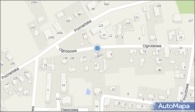 Tarnowo Podgórne, Ogrodowa, 11A, mapa Tarnowo Podgórne