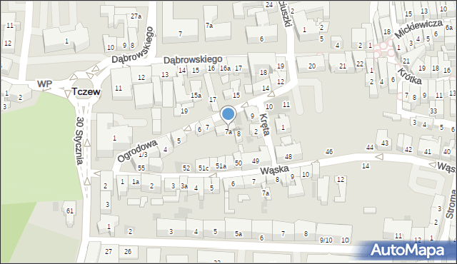 Tczew, Ogrodowa, 7a, mapa Tczew
