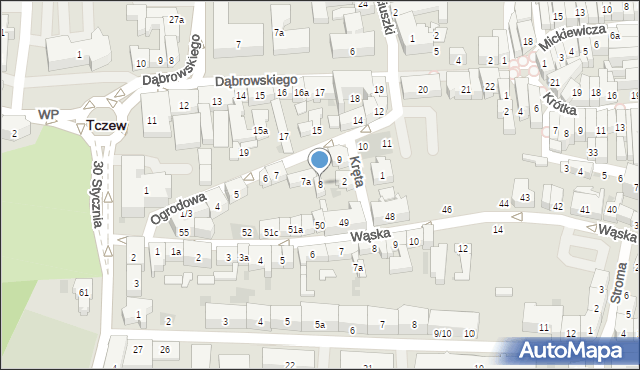 Tczew, Ogrodowa, 8, mapa Tczew