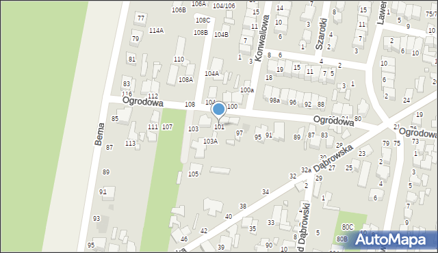 Tomaszów Mazowiecki, Ogrodowa, 101, mapa Tomaszów Mazowiecki