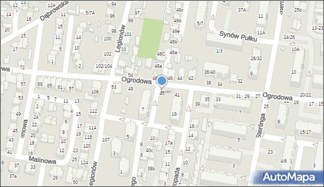 Tomaszów Mazowiecki, Ogrodowa, 45, mapa Tomaszów Mazowiecki
