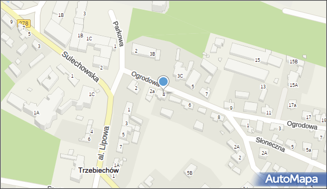 Trzebiechów, Ogrodowa, 4, mapa Trzebiechów