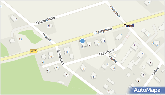 Turośl, Ogrodowa, 2, mapa Turośl