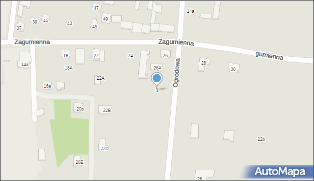 Tykocin, Ogrodowa, 3, mapa Tykocin