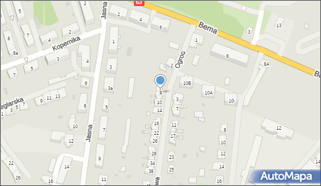 Węgorzewo, Ogrodowa, 4, mapa Węgorzewo