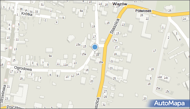 Wiązów, Ogrodowa, 20, mapa Wiązów