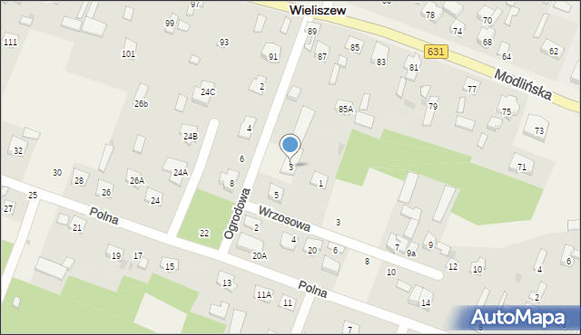 Wieliszew, Ogrodowa, 3, mapa Wieliszew