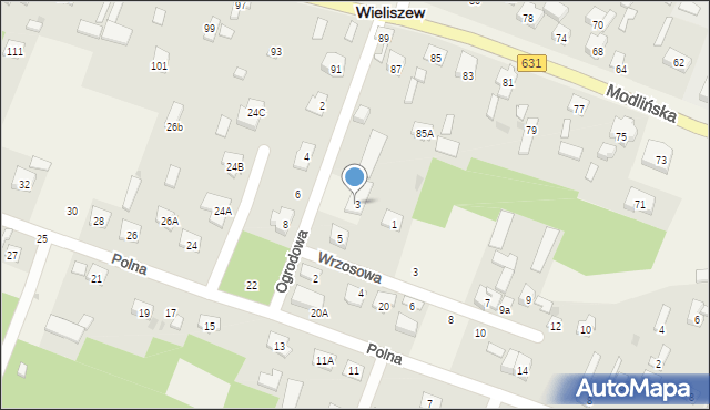 Wieliszew, Ogrodowa, 3a, mapa Wieliszew