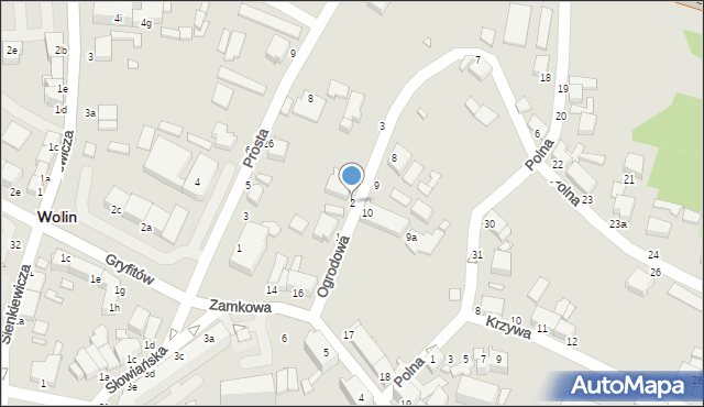 Wolin, Ogrodowa, 2, mapa Wolin