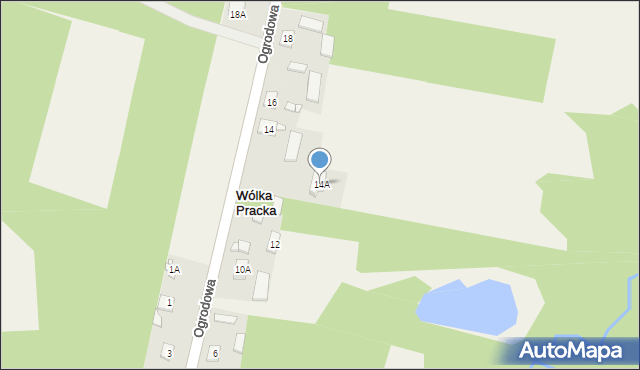 Wólka Pracka, Ogrodowa, 14A, mapa Wólka Pracka