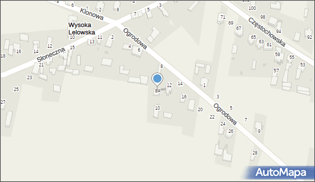 Wysoka Lelowska, Ogrodowa, 8A, mapa Wysoka Lelowska