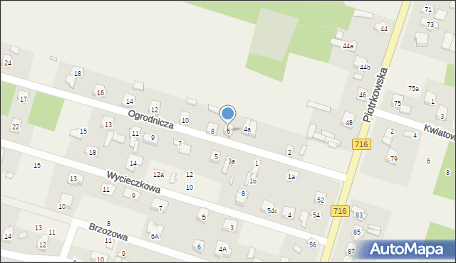 Żakowice, Ogrodnicza, 6, mapa Żakowice