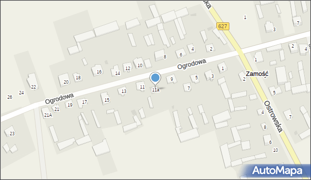 Zamość, Ogrodowa, 11a, mapa Zamościa