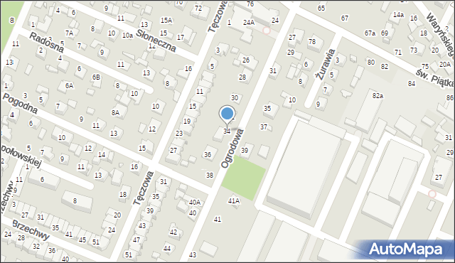 Zamość, Ogrodowa, 34, mapa Zamościa