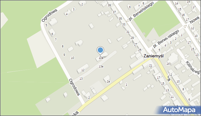 Zaniemyśl, Ogrodowa, 12a, mapa Zaniemyśl