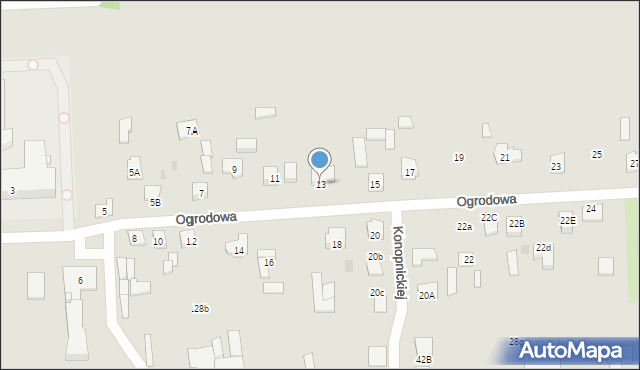 Żelechów, Ogrodowa, 13, mapa Żelechów