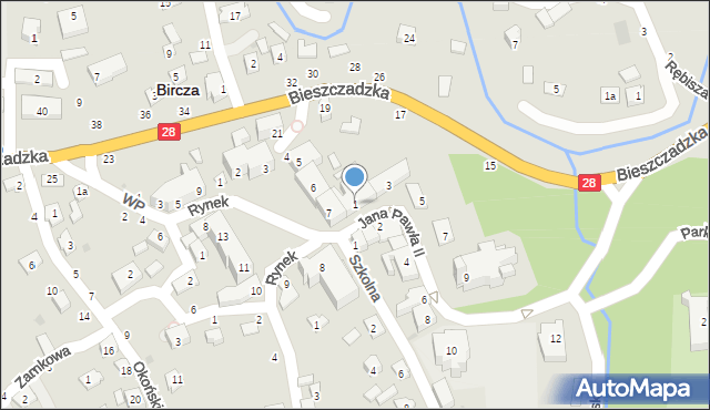 Bircza, Ojca Świętego Jana Pawła II, 1, mapa Bircza