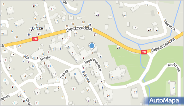 Bircza, Ojca Świętego Jana Pawła II, 3, mapa Bircza