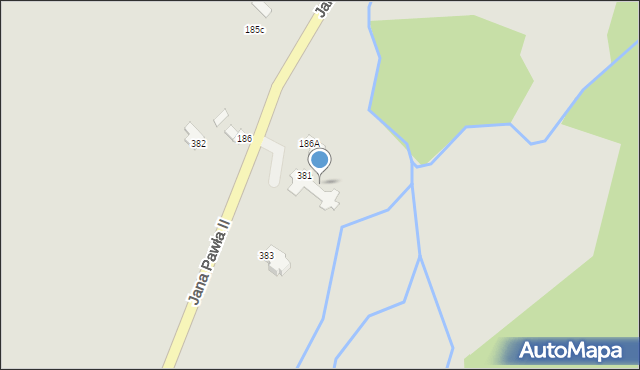 Czarny Dunajec, Ojca Świętego Jana Pawła II, 381a, mapa Czarny Dunajec