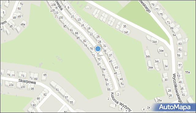 Gdańsk, Ojcowska, 72, mapa Gdańska