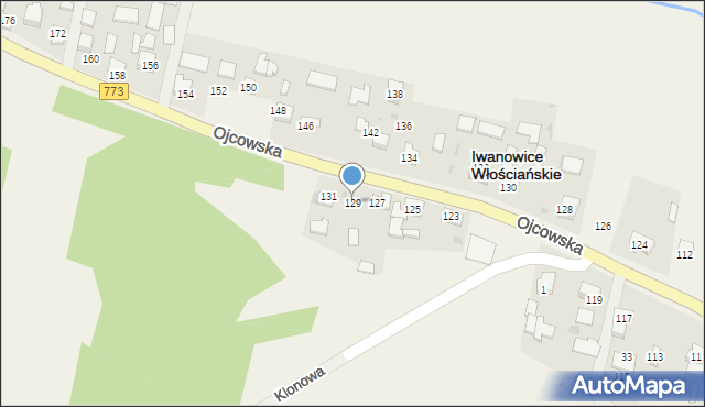 Iwanowice Włościańskie, Ojcowska, 129, mapa Iwanowice Włościańskie