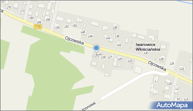 Iwanowice Włościańskie, Ojcowska, 131, mapa Iwanowice Włościańskie