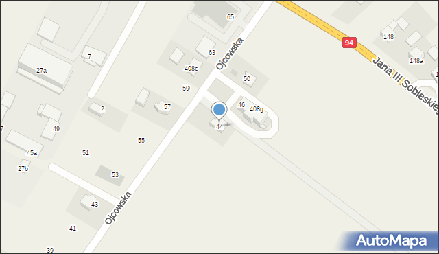 Jerzmanowice, Ojcowska, 44, mapa Jerzmanowice