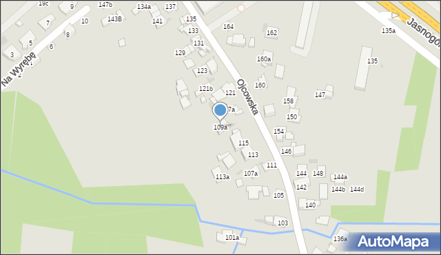 Kraków, Ojcowska, 109a, mapa Krakowa