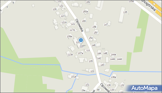 Kraków, Ojcowska, 113, mapa Krakowa