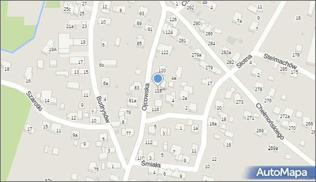 Kraków, Ojcowska, 118, mapa Krakowa