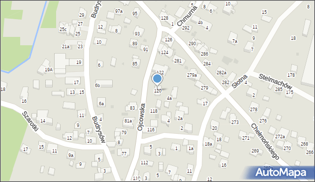 Kraków, Ojcowska, 120, mapa Krakowa