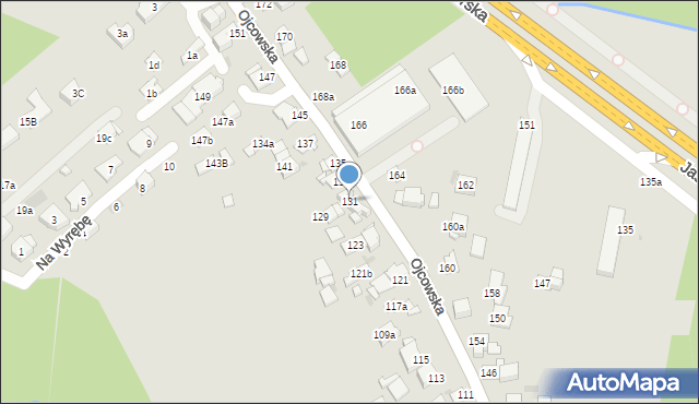 Kraków, Ojcowska, 131, mapa Krakowa