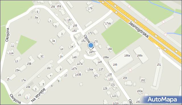 Kraków, Ojcowska, 147, mapa Krakowa