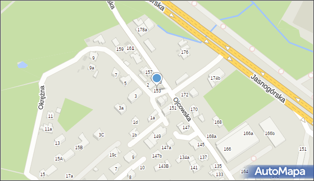 Kraków, Ojcowska, 153, mapa Krakowa