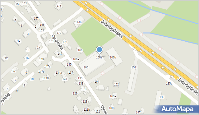 Kraków, Ojcowska, 166a, mapa Krakowa