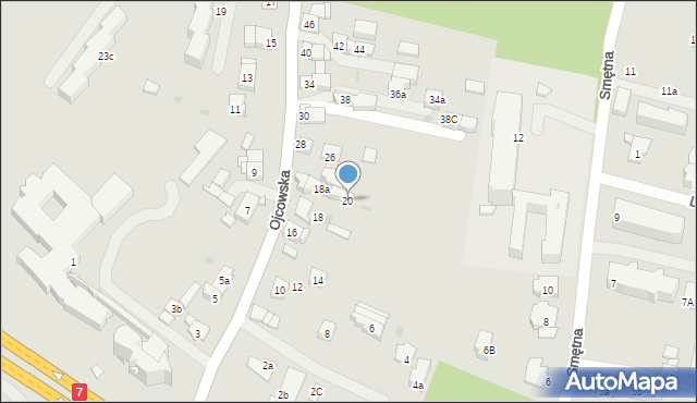 Kraków, Ojcowska, 20, mapa Krakowa