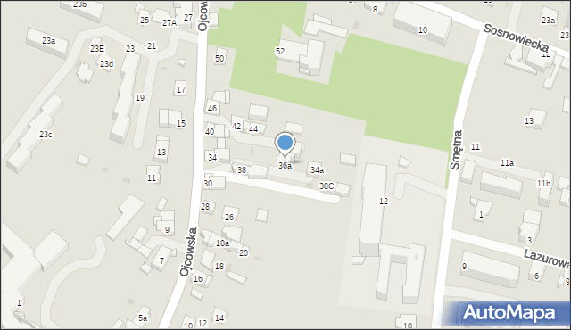 Kraków, Ojcowska, 36a, mapa Krakowa