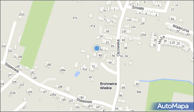 Kraków, Ojcowska, 53a, mapa Krakowa
