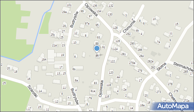 Kraków, Ojcowska, 85, mapa Krakowa