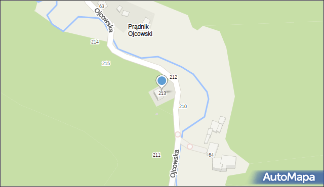 Prądnik Korzkiewski, Ojcowska, 213, mapa Prądnik Korzkiewski