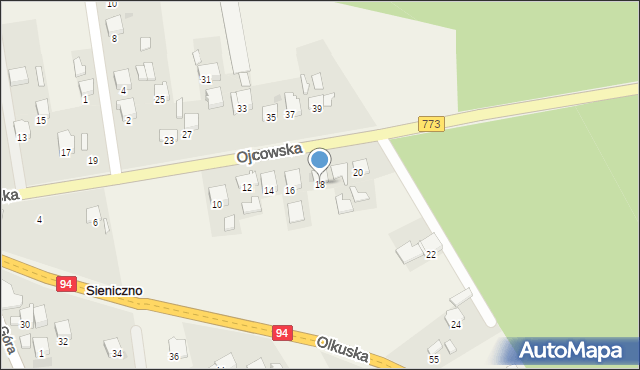 Sieniczno, Ojcowska, 18, mapa Sieniczno