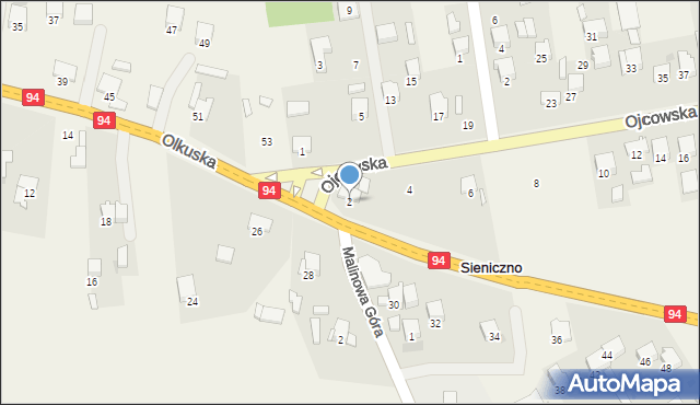 Sieniczno, Ojcowska, 2, mapa Sieniczno