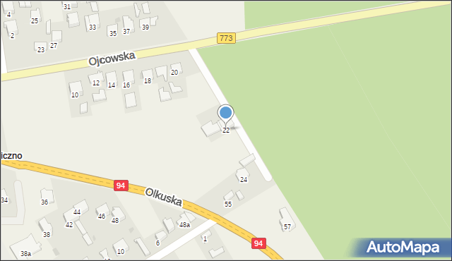 Sieniczno, Ojcowska, 22, mapa Sieniczno