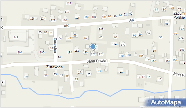 Żurawica, Ojca Świętego Jana Pawła II, 178, mapa Żurawica