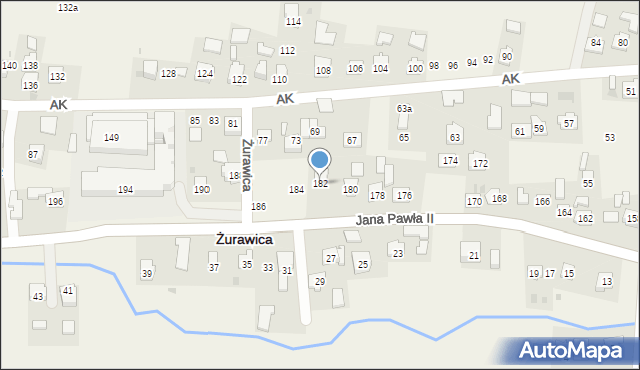 Żurawica, Ojca Świętego Jana Pawła II, 182, mapa Żurawica