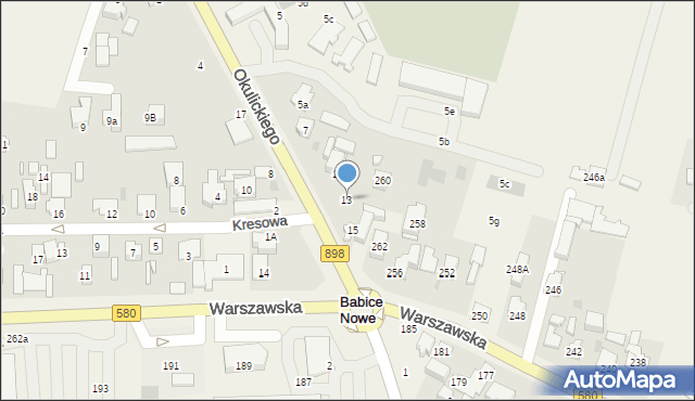 Babice Nowe, Okulickiego-Niedźwiadka Leopolda, gen., 13, mapa Babice Nowe