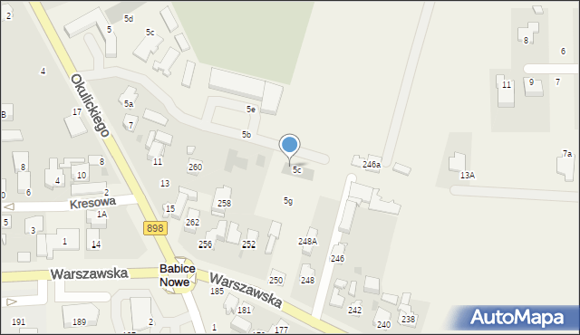 Babice Nowe, Okulickiego-Niedźwiadka Leopolda, gen., 5f, mapa Babice Nowe