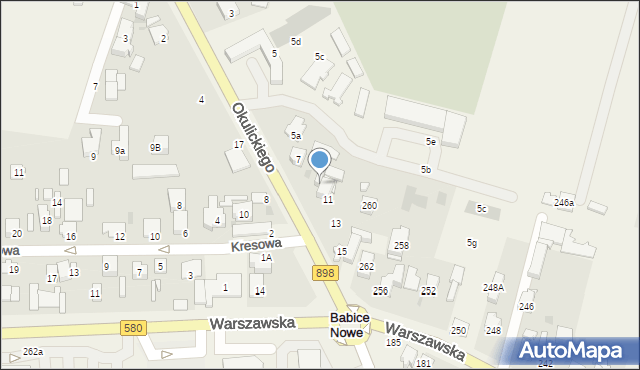 Babice Nowe, Okulickiego-Niedźwiadka Leopolda, gen., 9, mapa Babice Nowe