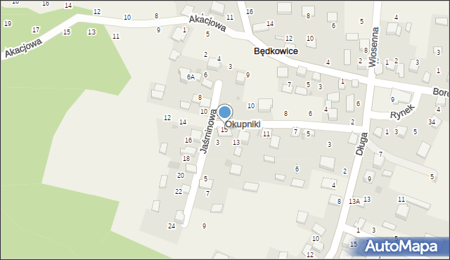 Będkowice, Okupniki, 15, mapa Będkowice