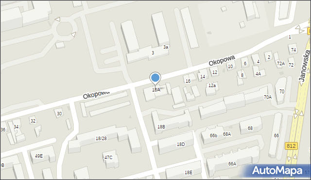 Biała Podlaska, Okopowa, 18A, mapa Białej Podlaskiej